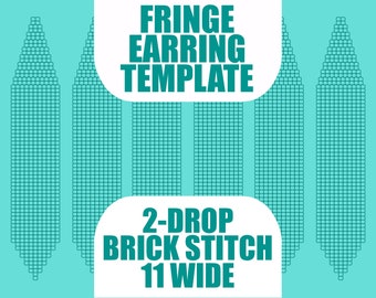 Perlen Fransen Ohrring Vorlage - 2-Drop Brick Stich - 11 breit (Rocailles Perlen Vorlage PDF)