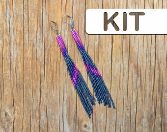 Beaded Earring DIY: Jewel Metallic Willow Beaded Peyote Tassel Earring (Beginner Beading Kit)