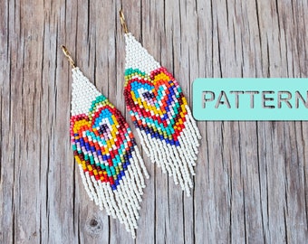 DIY Seed Bead Pattern, Painted Love Seed Bead Earring Pattern PDF