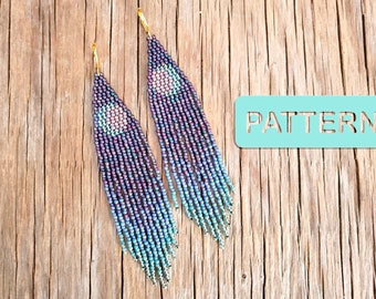 Kolczyki z frędzlami Starlight Celestial Brick Stitch (wzór DIY z koralików nasiennych w formacie PDF)