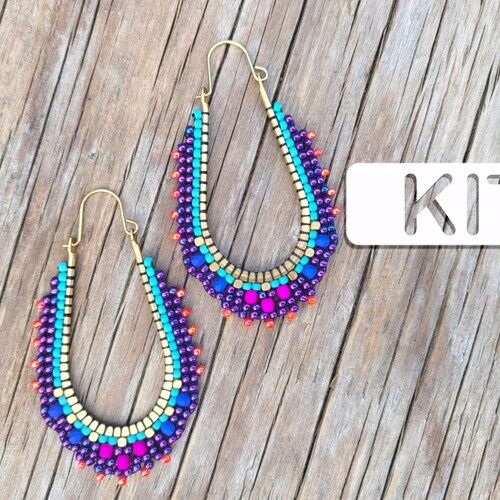 JOSEPHINE FILIGREE Drop Hoop Beaded Earring Kit Seed Bead Etsy