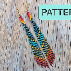 Autumn Night Willow Beaded Tassle Fringe Earring Pattern (DIY Peyote Stitch Seed Bead Pattern PDF)