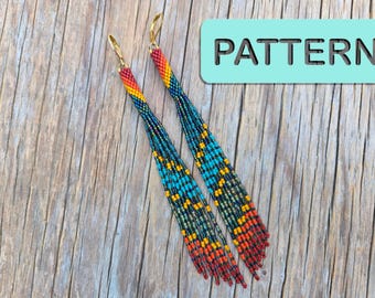 Rocailles Perlen Ohrringe Muster: Herbstnacht Weide Peyote Stitch Quaste Fransen (Perlenmuster PDF)