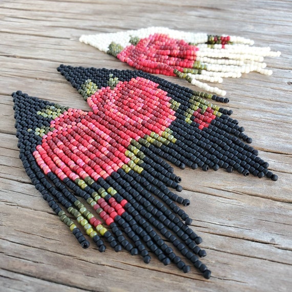 Beaded rose best sale earrings