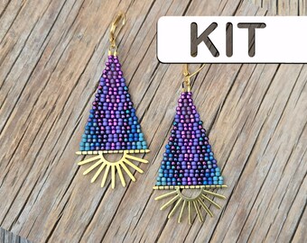 Handmade Jewelry:  Mermaid Apex Sun Rays Brick Stitch Earrings (Beginner Beading Kit)