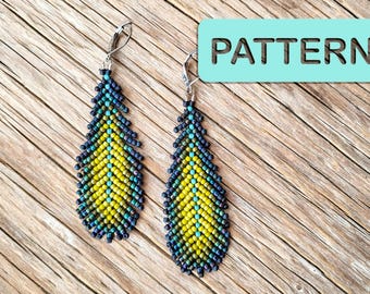 Seaside Feather Beaded Earring Pattern (DIY Sead Bead Pattern PDF)