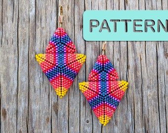 Patrón de pendientes 3D con cuentas Sunset Surf Amped (Patrón de cuentas con puntada peyote DIY en PDF)