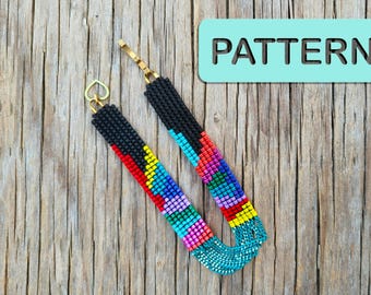 Jaren 80 patroon wandtapijt en ketting kralenarmband (doe-het-zelf vierkante steek pdf-kralenpatroon)