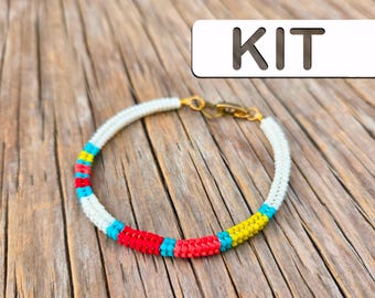 Kit de pulsera de cuentas: Puntada de espiga tubular con inclinación playera ligera (Kit de cuentas para principiantes)