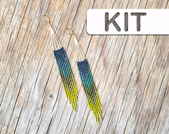 Handmade Jewelry Kit: Seaside Fan Fringe Earrings (Beginner Beading Kit)
