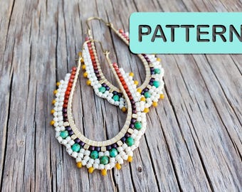 Brick Stitch Earring Pattern - Ellen Filigree Beaded Hoop Earring (DIY Pattern PDF)