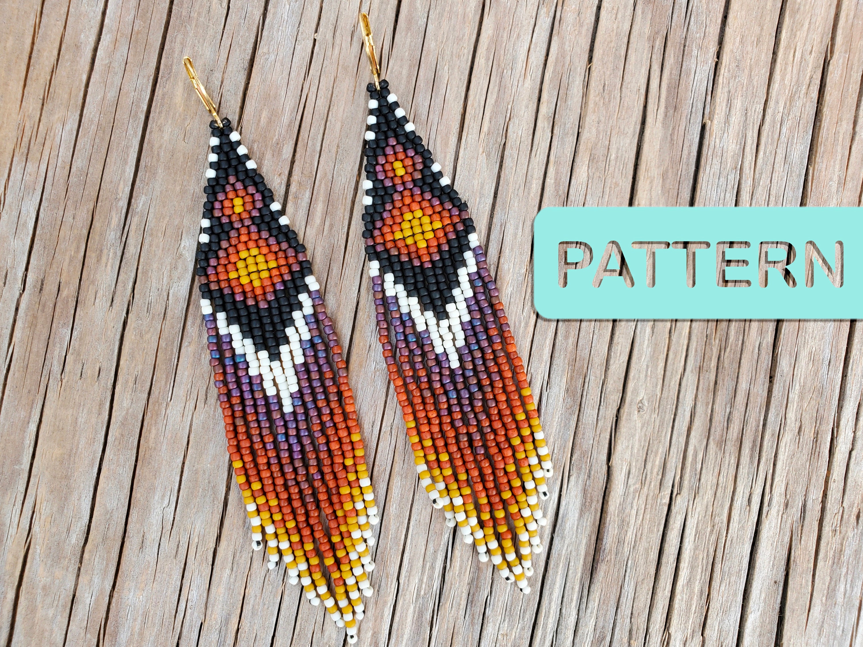 Sunset Drama Seed Bead Earring Pattern PDF