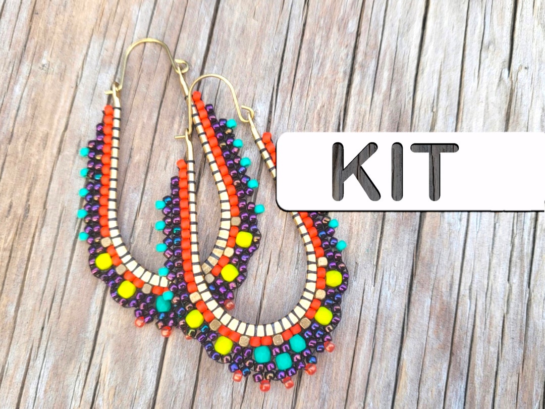 EDITH FILIGREE Drop Hoop Beaded Earring Kit, Seed Bead Earring Kit - Etsy