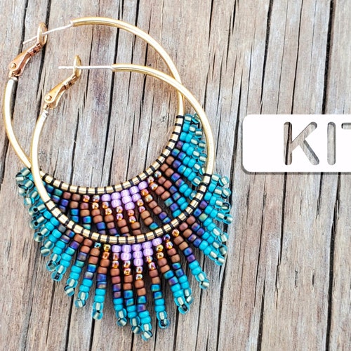 CHARMING Beaded Fringe Hoop Earring Kit Seed Bead Earring Kit Etsy