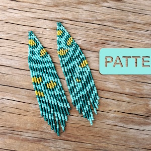 Seed Bead Earring Pattern, Wilder Eighties Teal Bead Earring Pattern PDF, Animal Print