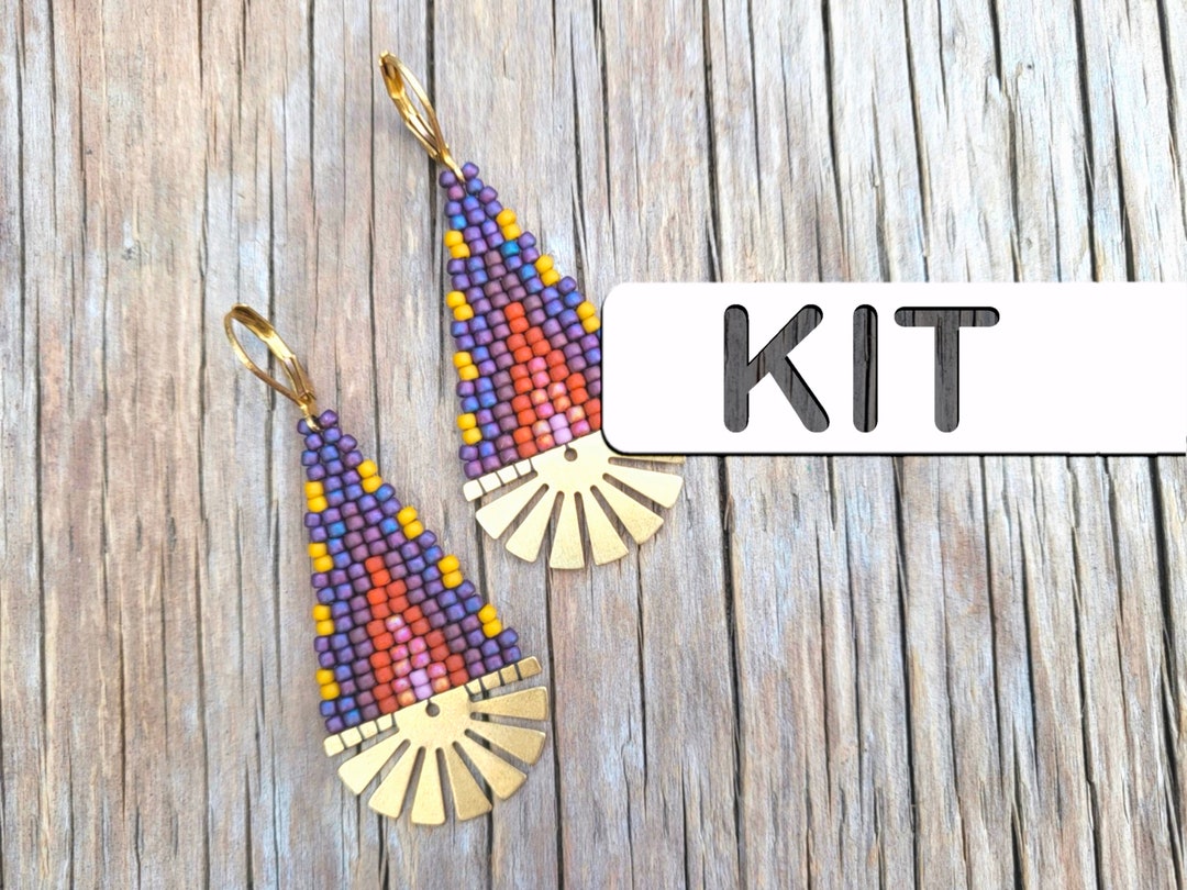 Sunset Rays Brick Stitch Beaded Earring Kit: Beginner Seed Bead Kit - Etsy