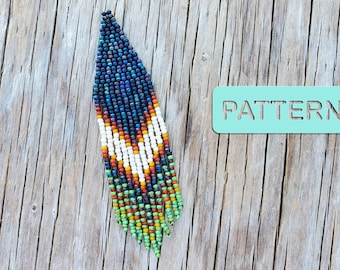 Pendientes Picasso Echo Brick Stitch con flecos de cuentas (patrón de cuentas pequeñas en PDF para manualidades)