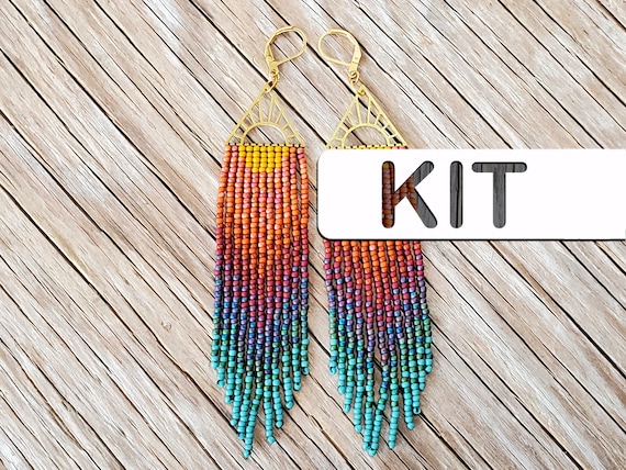 WARM SUMMER Horizon Sun Bead Earring Kit DIY Seed Bead Adult Kit Etsy