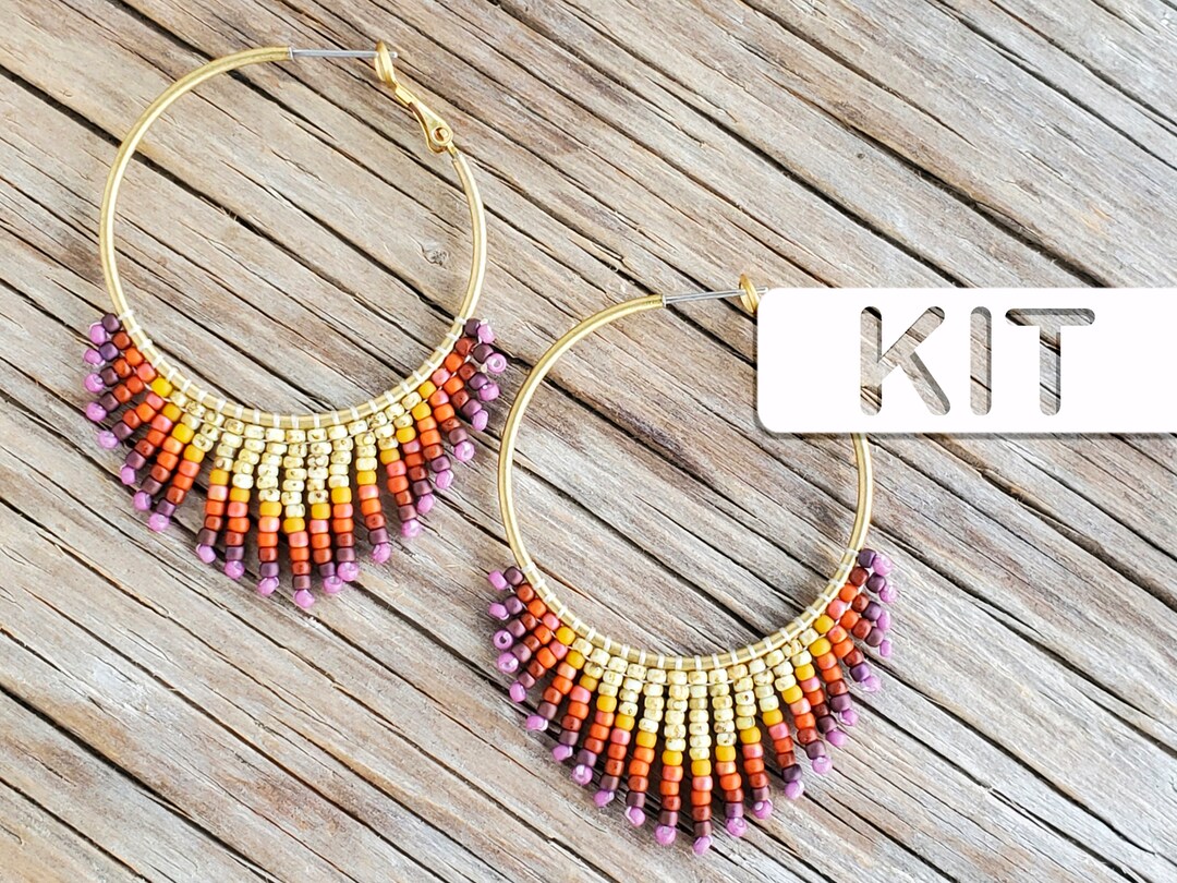 SUNRISE Beaded Fringe Hoop Earring Kit, Seed Bead Earring Kit Etsy