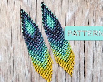 Pendientes Echo Ombre Brick Stitch con flecos de cuentas (patrón de cuentas pequeñas en PDF para hacerlos tú mismo)