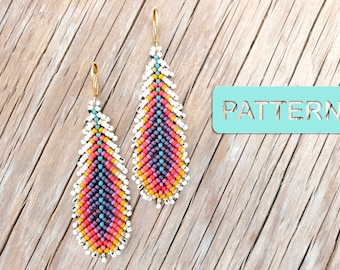 White Hot Feather Seed Bead Earring Pattern PDF