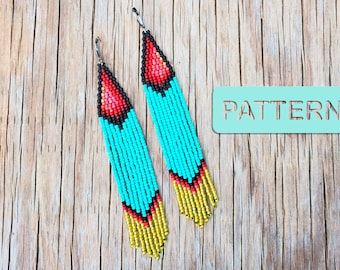 Bold Toons Brick Stitch Beaded Fringe Earring (DIY Seed Bead Pattern PDF)
