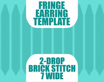 Perlen Fransen Ohrring Vorlage - 2-Drop Brick Stitch - 28 breit (Rocailles Perlen Vorlage PDF)