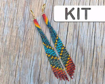 Peyote Stitch Kit: Autumn Night Willow Beaded Tassel Fringe Earring (Beginner Beading Kit)