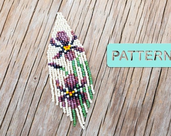 Iris Zwei Brick Stich Perlen Fransen Ohrring (DIY Samen Perlen PDF)