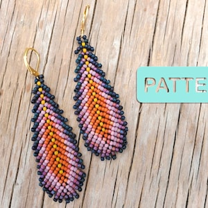Plum Seed Bead Feather Earring Pattern PDF