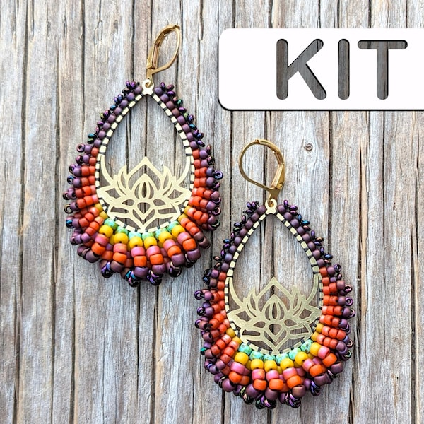 Sunset LOTUS MOON Lush Drop Bead Earring Kit, DIY Earring Kit