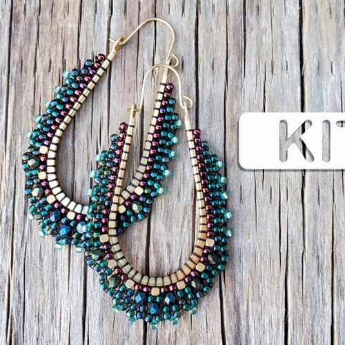 MARGO FILIGREE Drop Hoop Beaded Earring Kit Seed Bead Earring Etsy