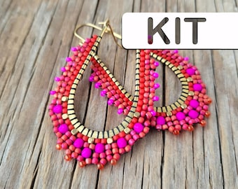 Beaded Earrings: Lola Filigree Drop Hoop Earring Kit (Intermediate Bead Weaving Kit)