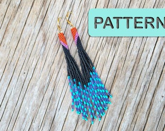 Padrão de brincos de franjas com tassel e miçangas para sábado (padrão de miçangas peyote faça você mesmo em PDF)