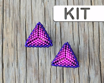 Beaded Earring: Pop Amped Mini 3D Peyote Triangle Earring (Intermediate Beading Kit)