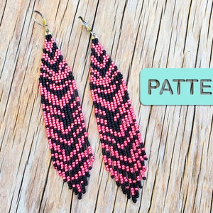 Seed Bead Earring Patternn, Electric Tiger Beaded Fringe Earring Pattern PDF, Animal print