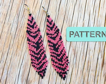 Perlen Ohrring - Elektrischer Tiger Animal Print Brick Stitch Ohrringe (DIY Seed Bead Pattern PDF)