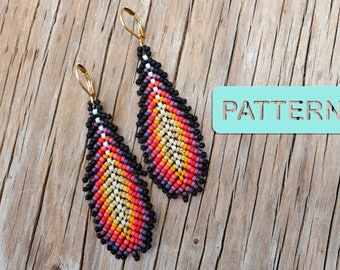 Patrón de pendientes de plumas con cuentas Fire'N'Ice (patrón de cuentas pequeñas para manualidades en PDF)