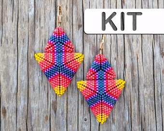 SUNSET SURF AMPED Beaded Tringle Earring Kit, Seed Bead Earring Kit