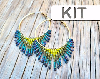 Handmade Jewelry: Seaside Beaded Fringe Hoop Earring (Beginner Beading Kit)