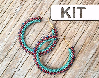 Learn to Bead: Karla Stratum Peyote Beaded Hoop Earring (Intermediate Beading Kit)