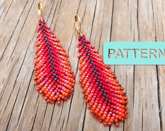 Patrón de pendientes de cuentas con forma de pluma de fuego (patrón de cuentas para manualidades en PDF)