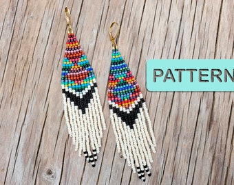 Moroccan Patchwork Seed Bead Fringe Earring Pattern PDF