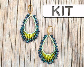 Beaded Earring Kit: Seaside Lush Drop Seed Bead Earring (Beginner Seed Bead Kit)