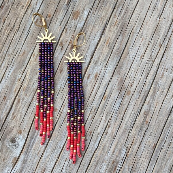 FLAMIN’ MINI GROOVE beaded fringe earrings