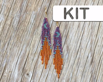 Beaded Earring Kit: Sunset Metallic Daily Brick Stitch (Beginner Beading Kit)