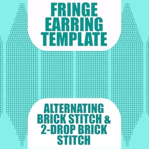 Seed Bead Graph, Fringe Earring Template - Alternating Brick Stitch & 2-Drop Brick Stitch - 15 wide