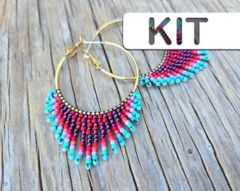 Kit de bisutería para manualidades: Pendientes de aro con cuentas "Felicidad" (Kit de bisutería para principiantes)