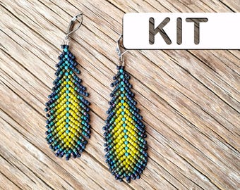 Joyería artesanal: Pendientes de plumas con cuentas estilo playero (Kit de bisutería de nivel intermedio)