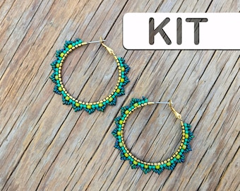 Beaded Hoop Earring Kit: Fresh Harbours Lotus Picot (Beginner Seed Bead Kit)